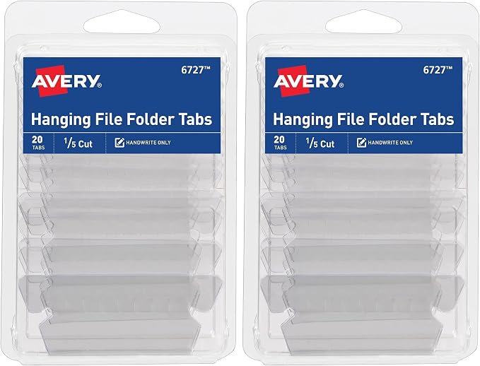 Avery Hanging File Folder Tabs and Inserts, 1/5 Cut, 20 File Folder Tabs and by Avery