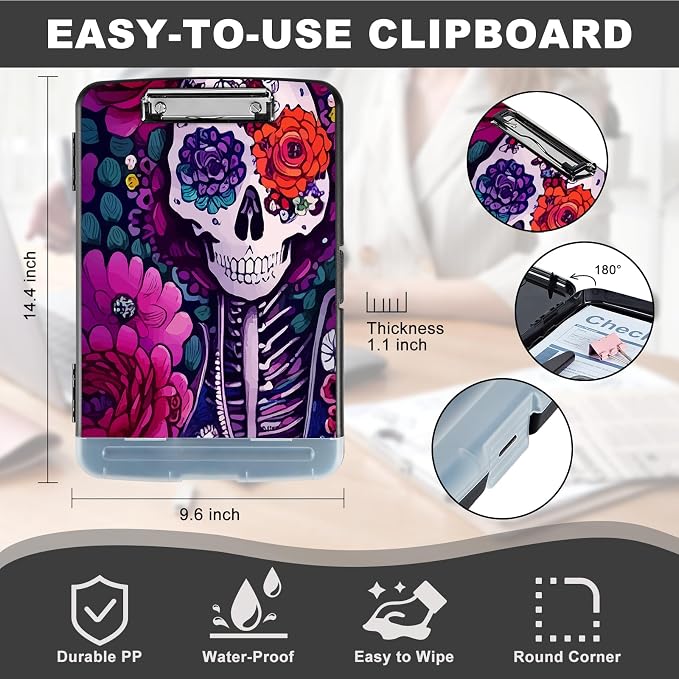 Clipboard with Storage, Heavy Duty Plastic Storage Clipboard with Low Profile - Image 3