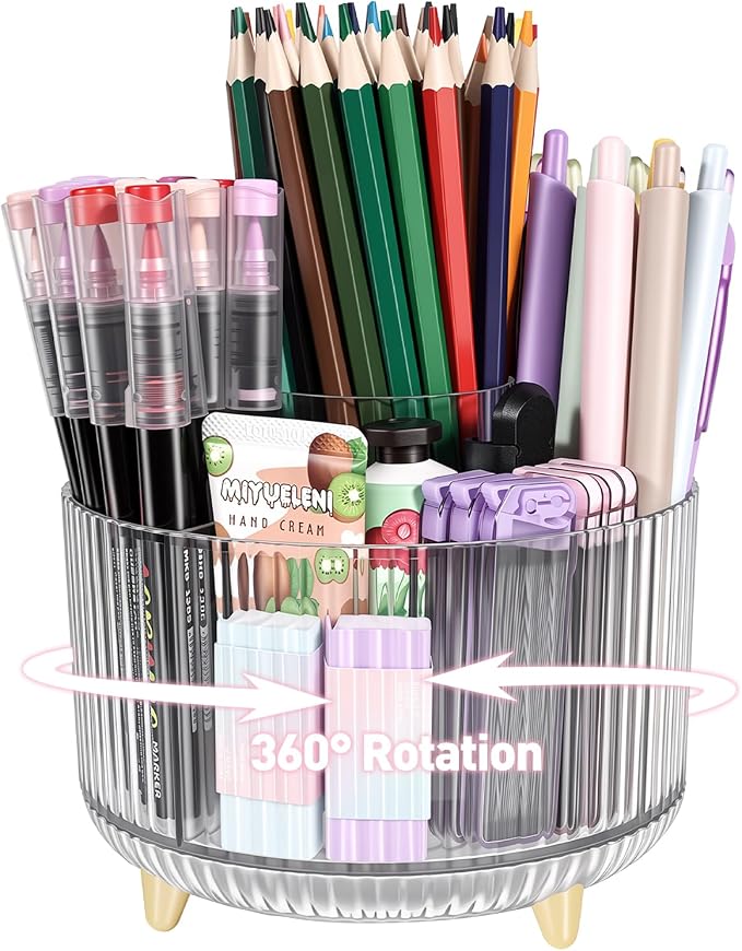 360 Rotating Pen Pencil Holder for Desk, Pen Organizer by HUTUDD