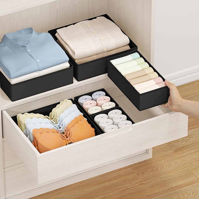 DIMJ Drawer Organizer Clothes Storage - 24 Pack Baby Dresser Organizer for Nursery, Small Fabric Closet Drawer Organizer Bins for Underwears Socks, Foldable Storage Dividers Organization for Bedroom-DeskLoop Office