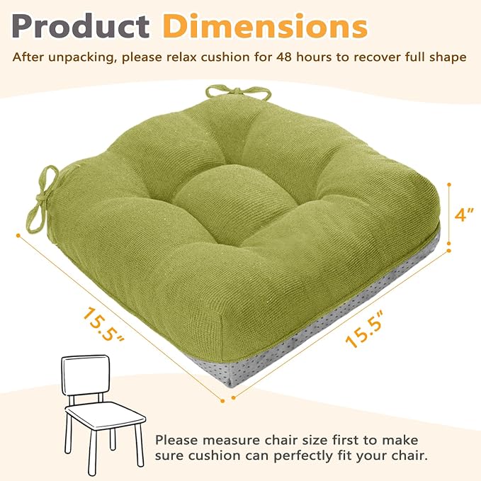 MAGIC ELEPHANT Chair Cushions for Dining Chairs, Memory Foam Kitchen Chair - Image 5