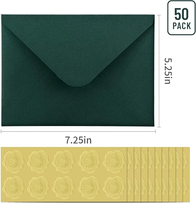 50 PCS Dark Green Colorful A7 Envelopes - Image 2