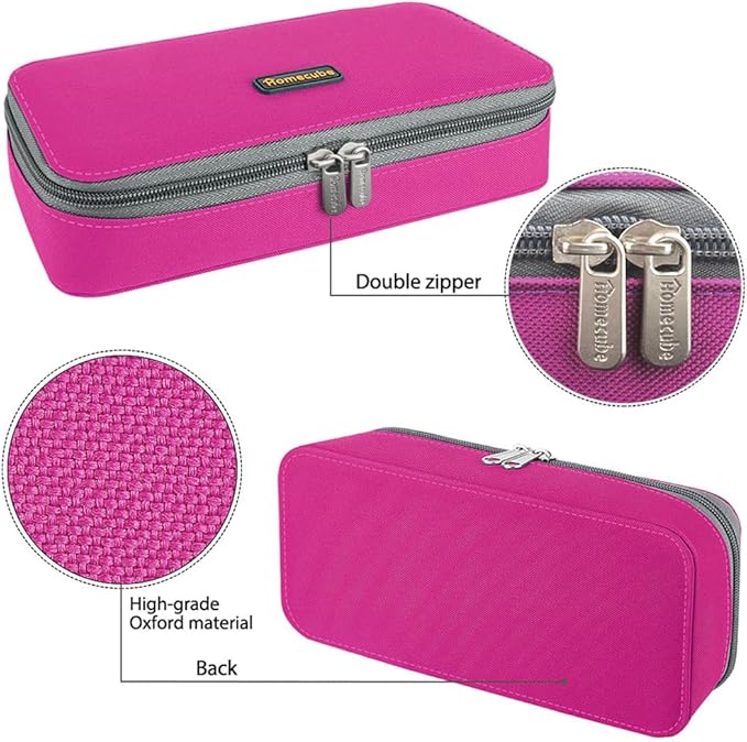 Homecube Large Capacity Pencil Case Oxford Cloth Bag Storage Pouch Marker Pen Pencil Cute Stationery Organizer Bag Holder with Zipper for Middle High School & Office Boy Girl Teen - Rose Red-DeskLoop Office