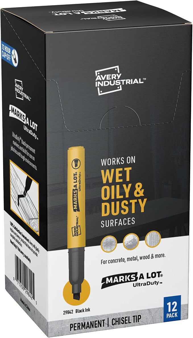 Avery Marks A Lot UltraDuty Chisel Tip Permanent Markers, Water Resistant Ink by Avery