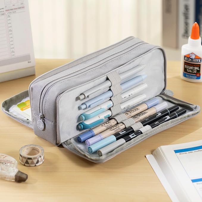 CICIMELON Large Capacity Pencil Case 3 Compartment Pouch Pen Bag - Image 6