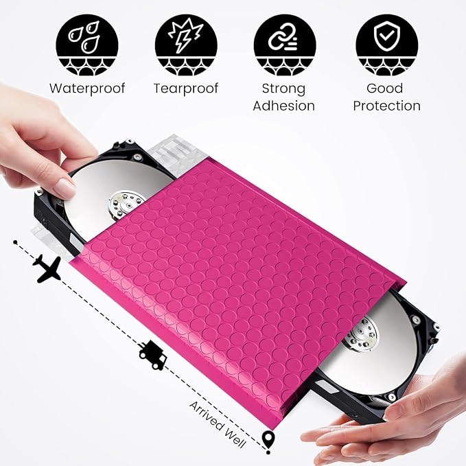 Fuxury Bubble Mailers 6x10" 100 Pack Pink Thick Padded Envelopes Usable Size - Image 7