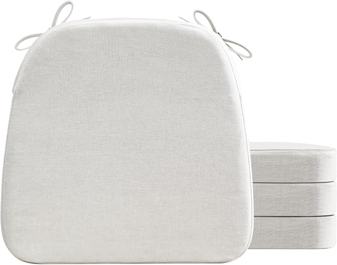 AAAAAcessories D-Shaped Chair Cushions, Machine-Washable Cover, Natural Linen by AAAAAcessories