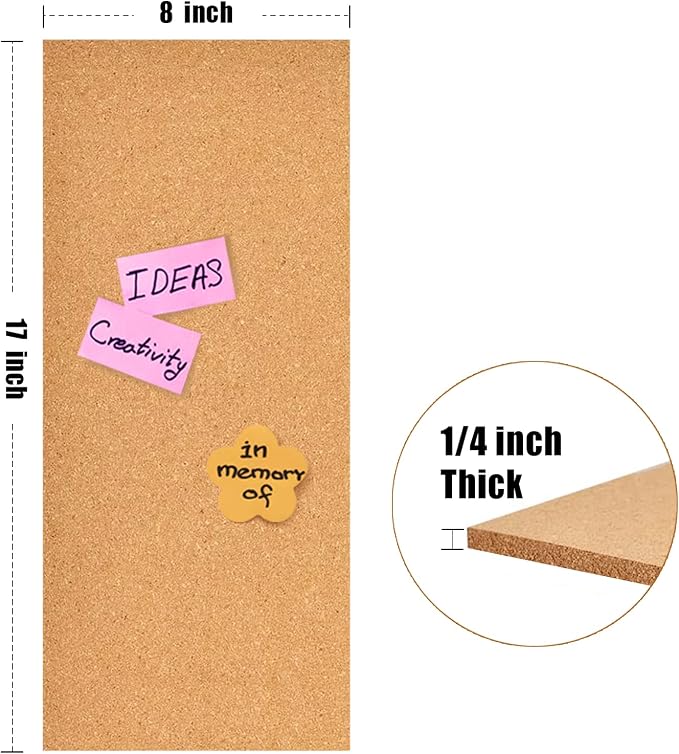 17x8 Cork Tiles, 1/4" Thick Self-Adhesive Vision Board - Image 2