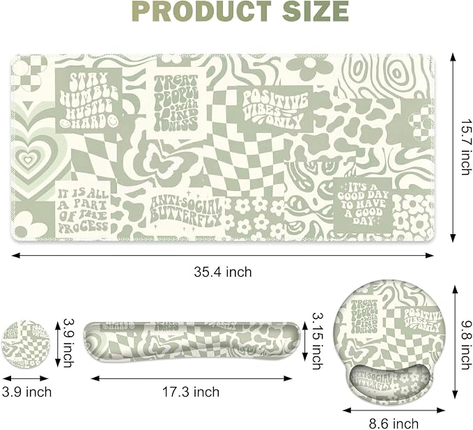 Large Desk Mat, Desk Pad Protector, XXL Mousepad + Keyboard Wrist Rest+Mouse - Image 2