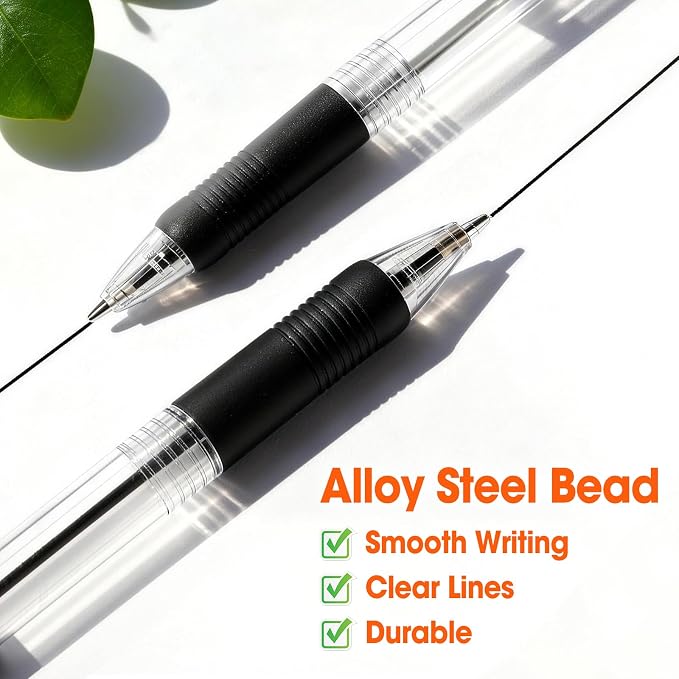 200 Pack Ballpoint Pens Bulk, Retractable Black Pens Ballpoint Medium Point 1mm - Image 3