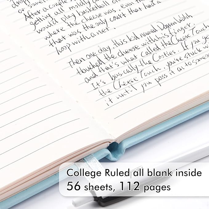 feela 15 Pack Pocket Small Notebooks Bulk, Mini Cute Memo Notepads Hardcover College Ruled Lined Journals with Pen Holder for Women Girls Office School, with 15 Black Pens, 3.5”x 5.5”, A6, Sky Blue-DeskLoop Office