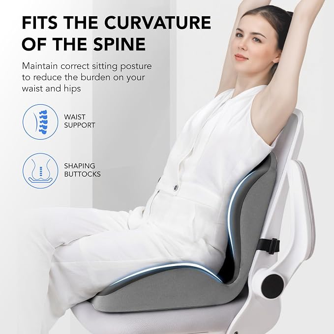 Ergonomic Waist Support and Seat Cushion, L-Shaped Memory Foam Pad, Hollow - Image 7