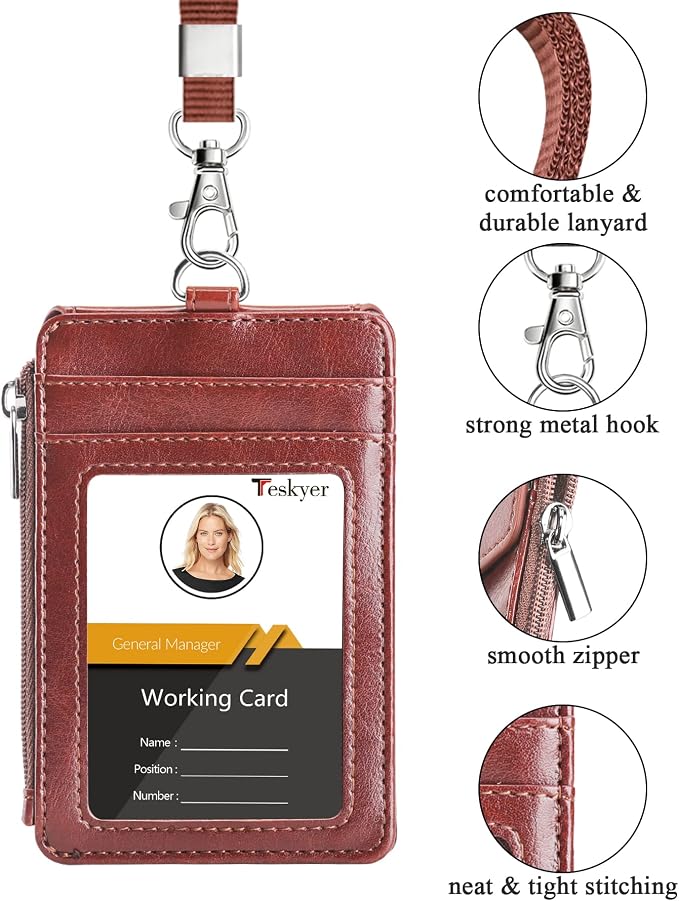 Teskyer Badge Holder with Side Zip Pocket, Teachers/Students - Image 3