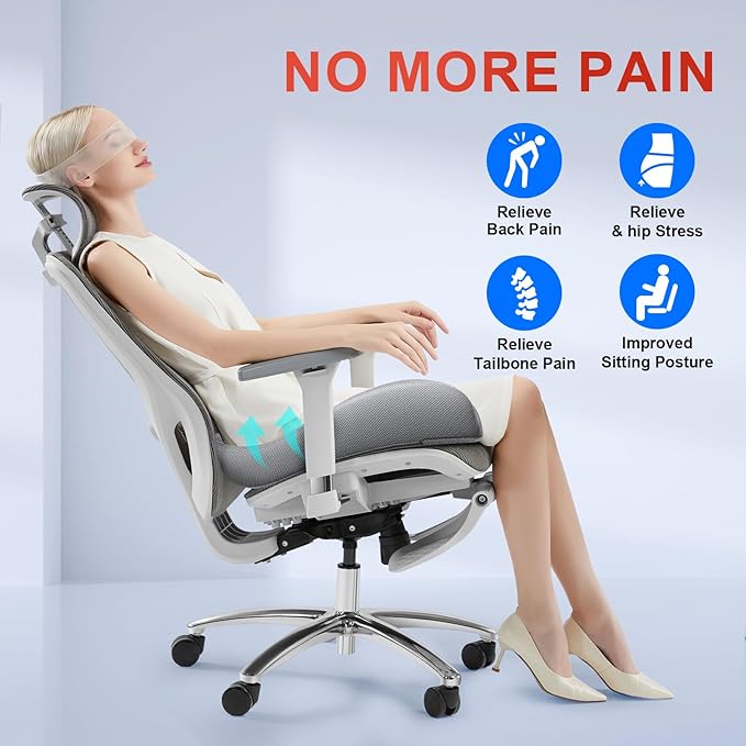 Benazcap X Large Memory Seat Cushion for Office Chair Ergonomic Cushions Pad Pillow for Pressure Relief Sciatica & Pain Relief Memory Foam for Long Sitting for Gaming Chair and Car Seat Gray-DeskLoop Office