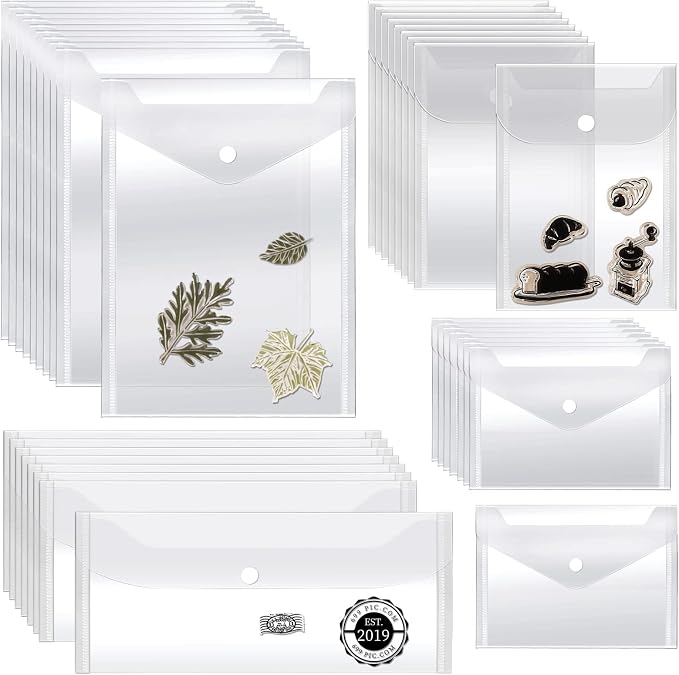 Vmiapxo 40 Pack Stamp and Die Storage Pockets, Reusable Small Plastic Envelopes by Vmiapxo