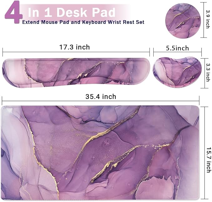 Large Keyboard Mouse Pad Set, Extended Mouse Pad+Keyboard Wrist Rest Support - Image 2