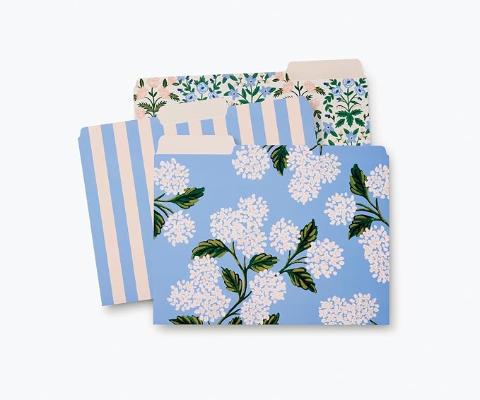 RIFLE PAPER CO. Hydrangea Assorted File Folder Set, Stay Organized by RiflePaperCo