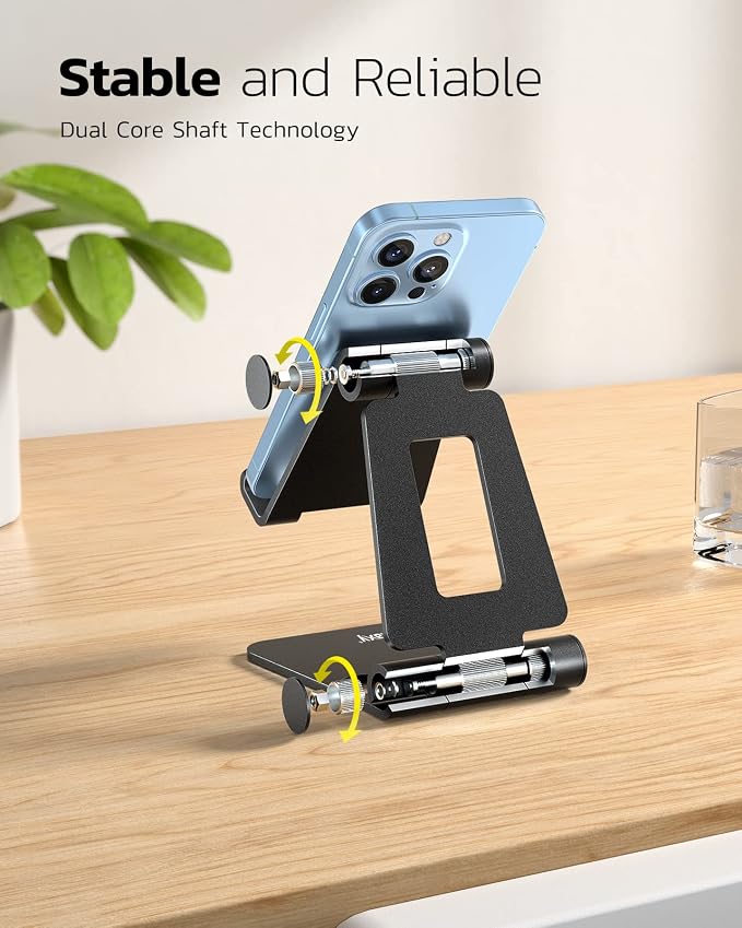 Nulaxy 2 Pack Dual Folding Cell Phone Stand, Fully Adjustable Foldable Desktop - Image 5