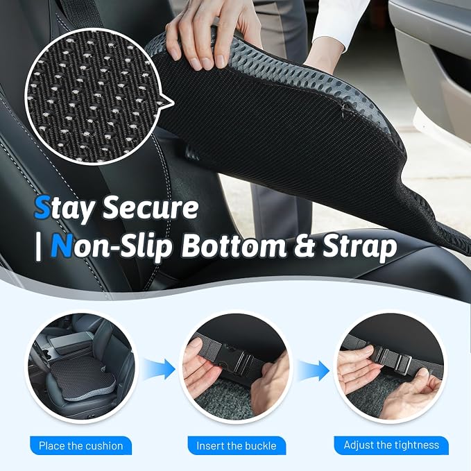 Wedge Car Seat Cushion for Better Visibility & Sciatica Pain Relief - Image 6