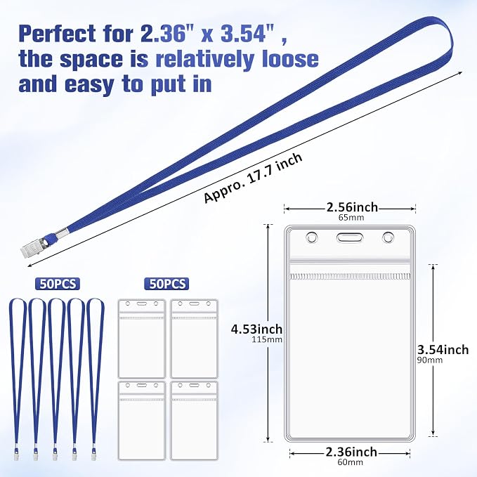 Marspark 100 Pcs ID Badge Holder - Image 2