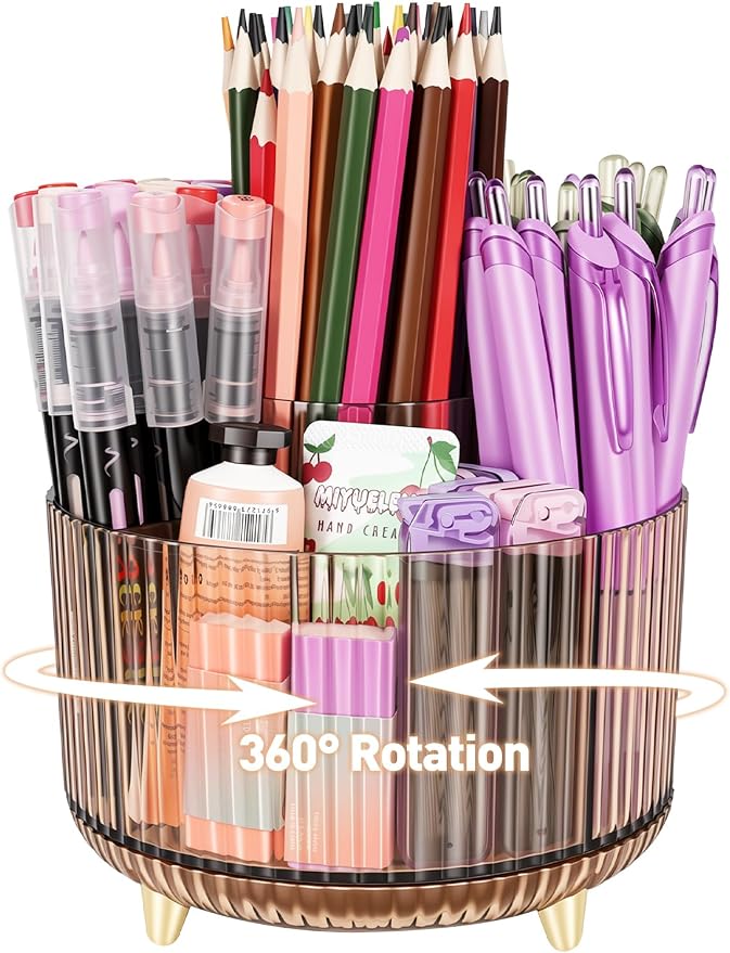 360 Rotating Pen Pencil Holder for Desk, Pen Organizer by HUTUDD
