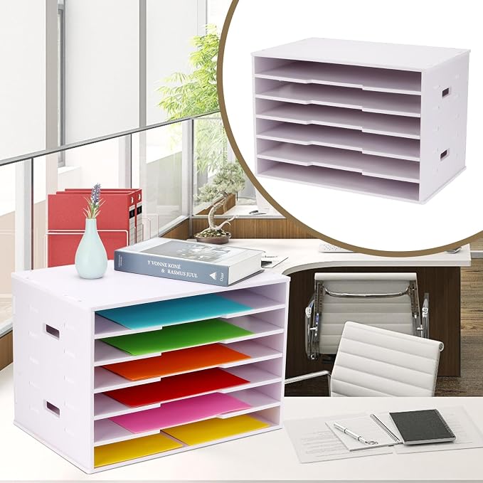 Construction Paper Organizer 20" x 13", 6 Tier Desktop File Storage Cardstock - Image 4