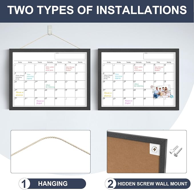 Dry Erase Calendar for Wall, 17x13 Inches Calendar Whiteboard for Wall - Image 2
