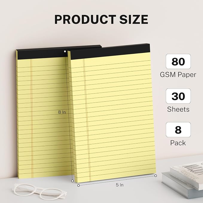 8 Pack Note Pads 5 x 8 Inch, Perforated Notepad 5 x 8 Lined Writing Pads - Image 2
