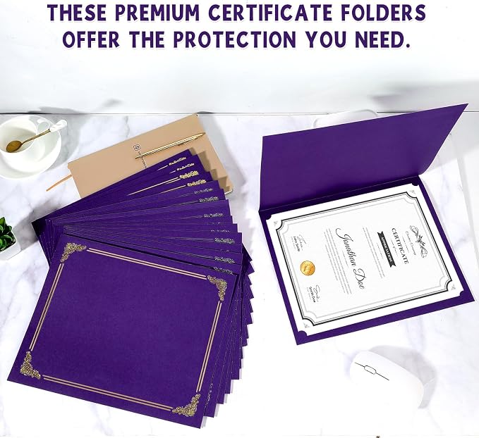 gisgfim 15Pcs Certificate Holders Diploma Covers Single Sided Gold Foil Border - Image 5