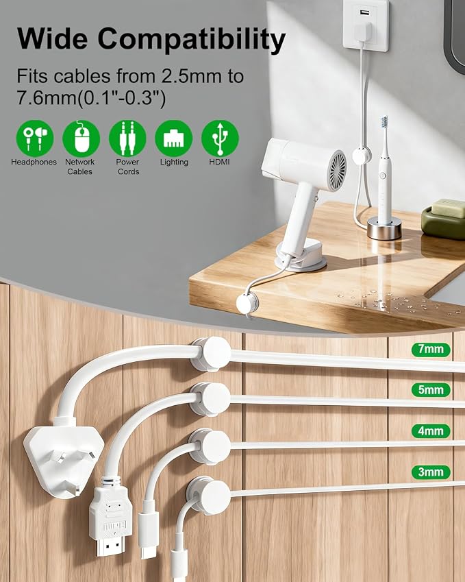 OneLeaf 8 Pack Magnetic Cable Clips, Rotatable Cable Management Clips - Image 6