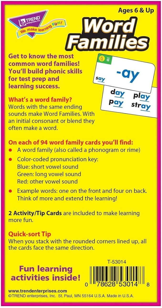Trend Enterprises: Word Families Skill Drill Flash Cards, Content-Rich Cards to - Image 5