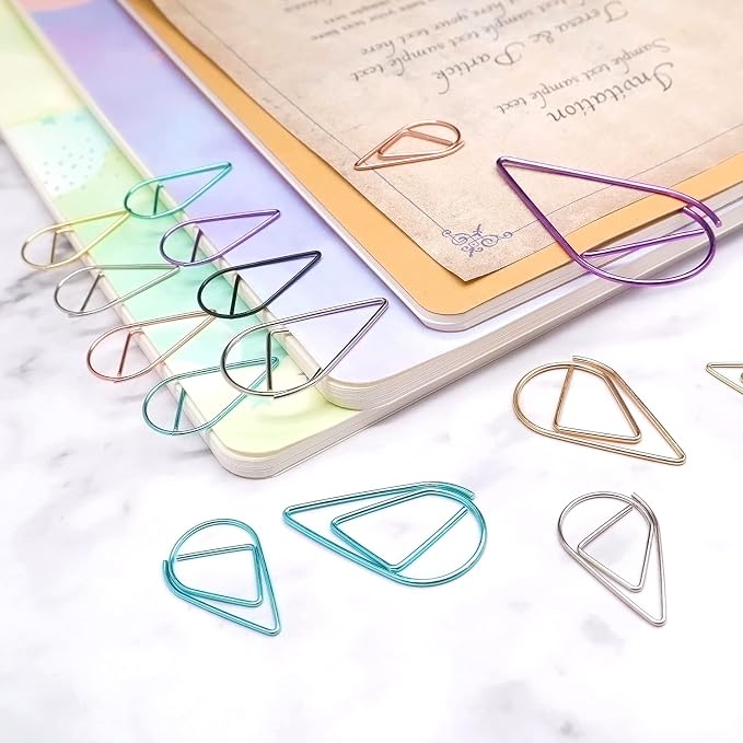 DEEDYGO 250 PCS Multicolor Drop-Shaped Paper Clips, 1 Inch | Teardrop Paperclips - Image 5