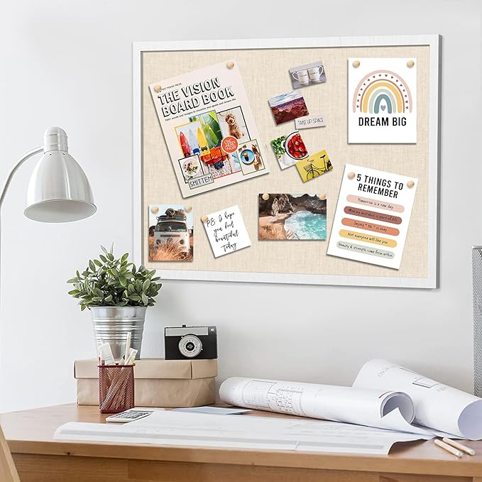 2 Pack Large Bulletin Board, 23 "x17 White Cork Boards for Walls with Frame, Pin Display Board Vision Board for Home School Office Decor-DeskLoop Office