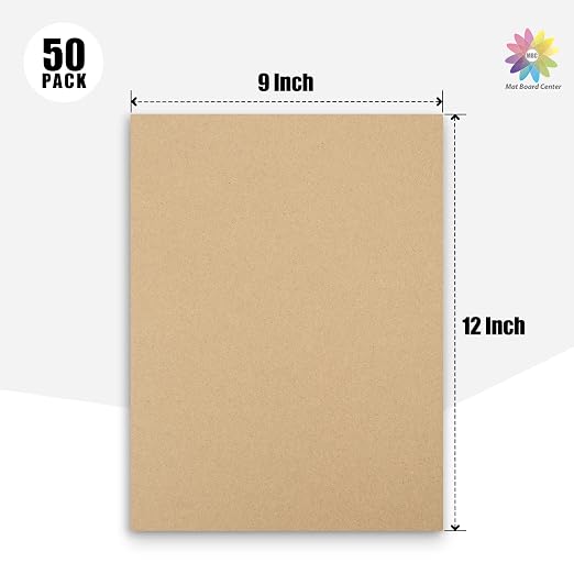 Mat Board Center, 50 Corrugated Cardboard Sheets 9x12 Inches Flat Card Board - Image 2