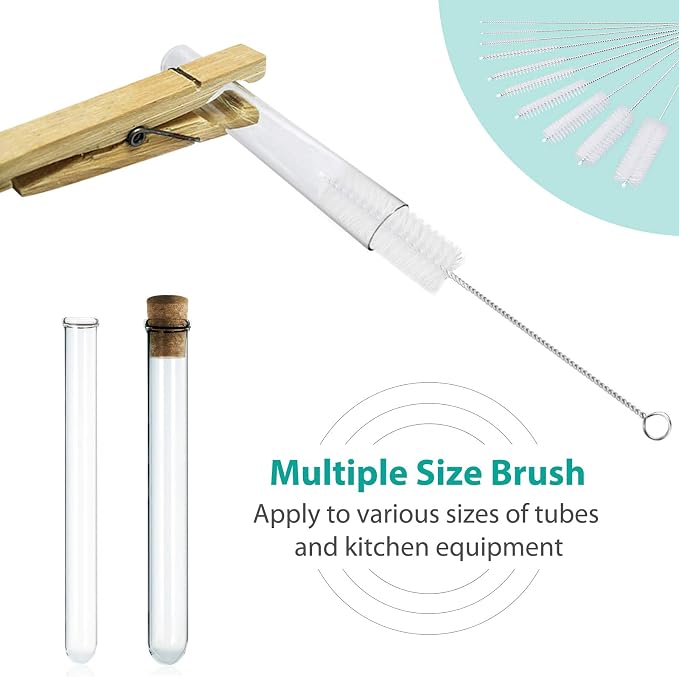 CiaraQ Bottle Cleaning Brushes, 8 Inch Nylon Tube Brush Set | White Cleaner - Image 5
