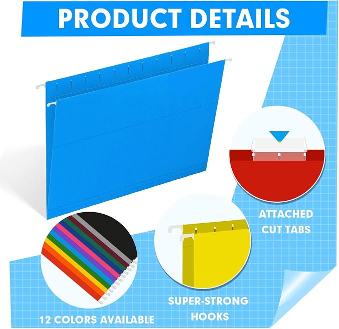 HERKKA Hanging File Folders, 60 Pack Reinforced Letter Size Hanging Folders - Image 5
