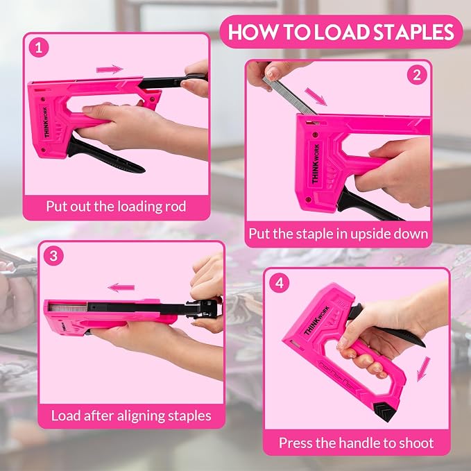 THINKWORK Light Duty Staple Gun, 3/8" and Staple Remover, Women Fabric Stapler - Image 7