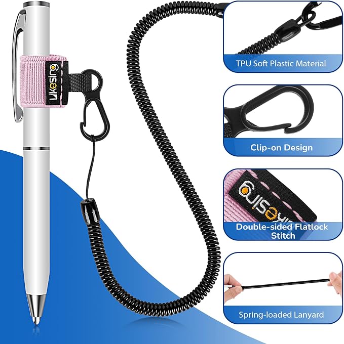 Likesing Pen Holder for Lanyard, 4 Set Elastic Retractable Pencil Holder - Image 4