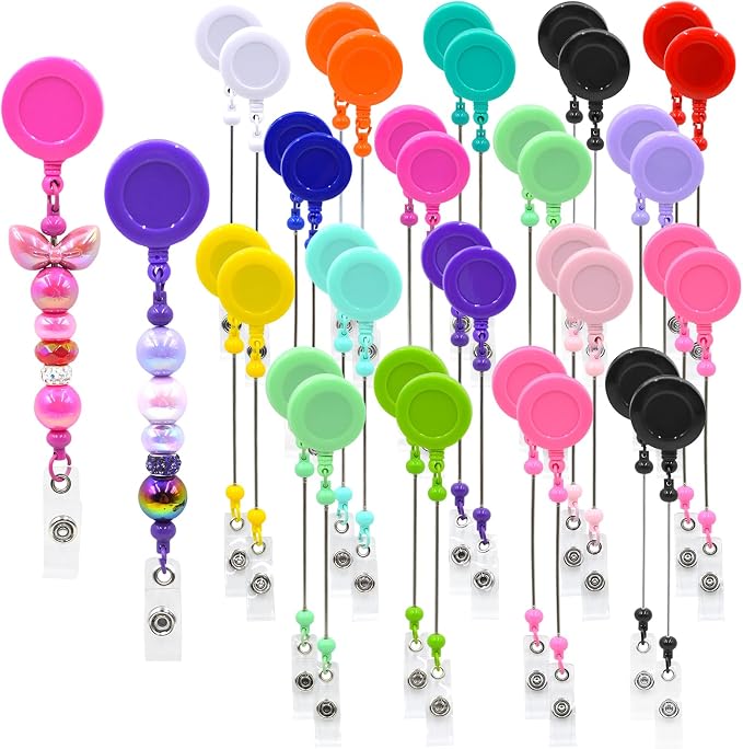 15pcs Colorful Beadable Badge Reels Making Kits by Unknown