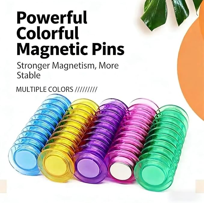 Round Plastic Fridge Magnets, 1.18 in/30mm, Translucent Multicolor, Heavy-Duty - Image 5