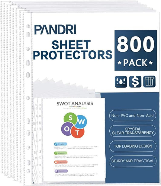 Sheet Protectors, PANDRI 800 Pack Clear Heavy Duty Plastic Page Protectors by PANDRI