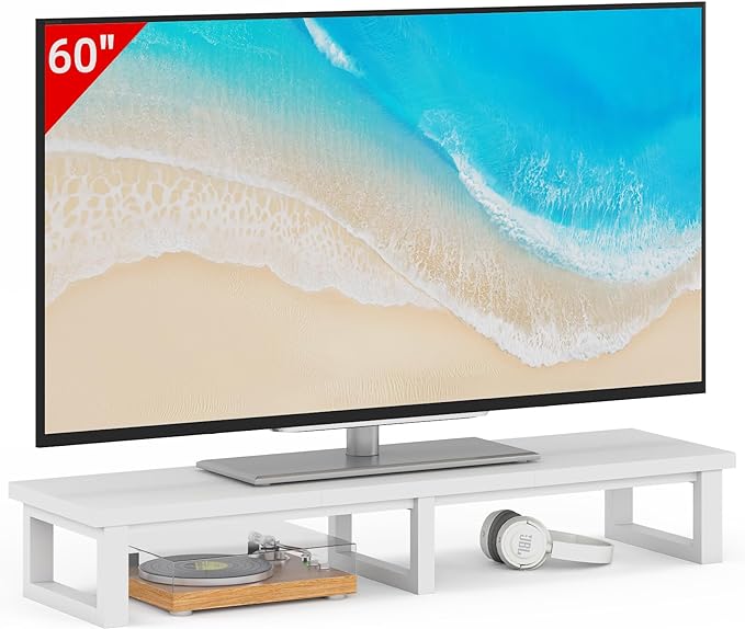 45" Large TV Riser for 32-60 inch TV, TV Riser Stand Shelf with Steel Legs, Tabletop TV Stand Riser for Home Office,White-DeskLoop Office