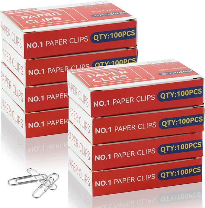 800 Pcs Medium Paper Clips, #1 Smooth Paperclips by PEASUG
