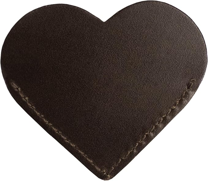 Jack&Chris Genuine Leather Heart Bookmark, Handmade Stitched Corner Page by JackChris