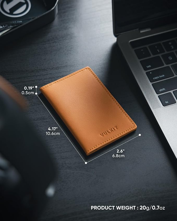 VULKIT Leather Business Card Holder 2 Sided Slim Business Name Card Organizer - Image 5