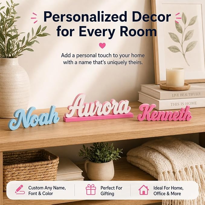 Personalized 3D Name Sign for Desk, Custom Freestanding Script Name Plate - Image 2