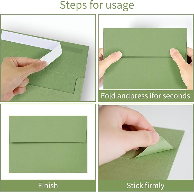 100 Pack Sage green 5x7 Envelopes - Image 4