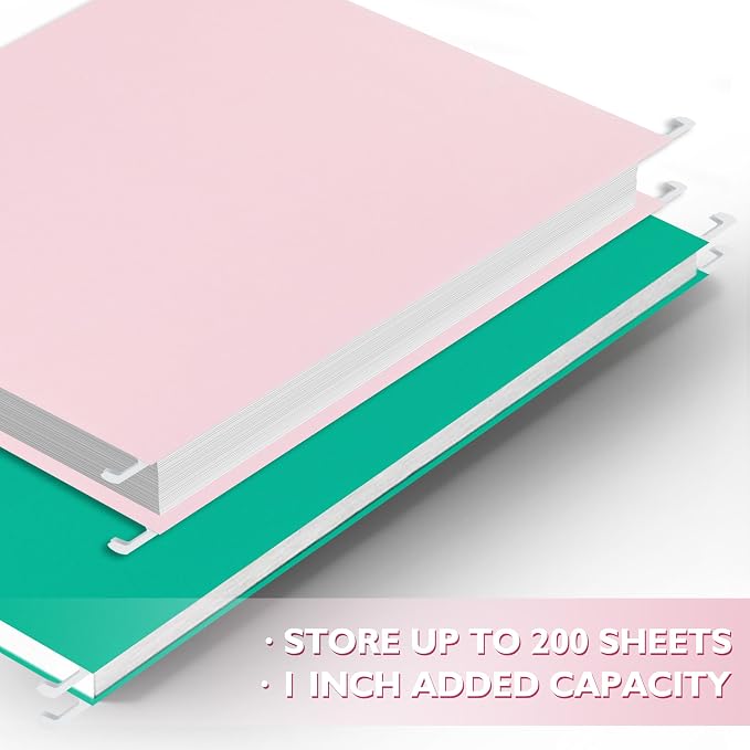 25 Packs Hanging File Folders, Cherry Pink Hanging File Folders Letter Size - Image 4