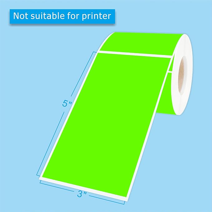 PARLAIM 3 x 5 inch Rectangle Sticker Labels, Fluorescent Green - Image 2