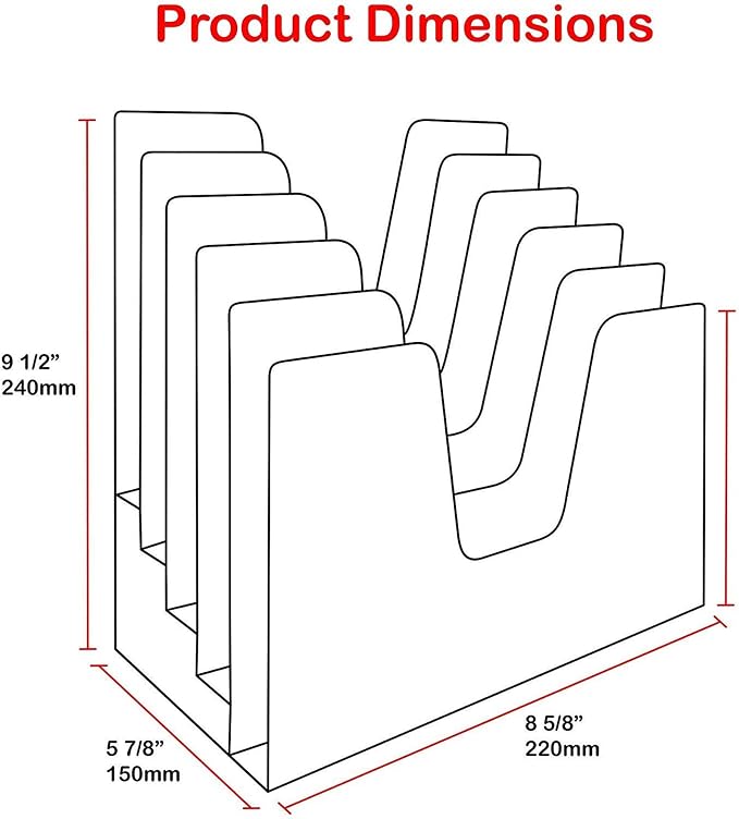 Acrimet 5 Section Incline File Sorter Organizer, Desktop Mail Holder, - Image 9